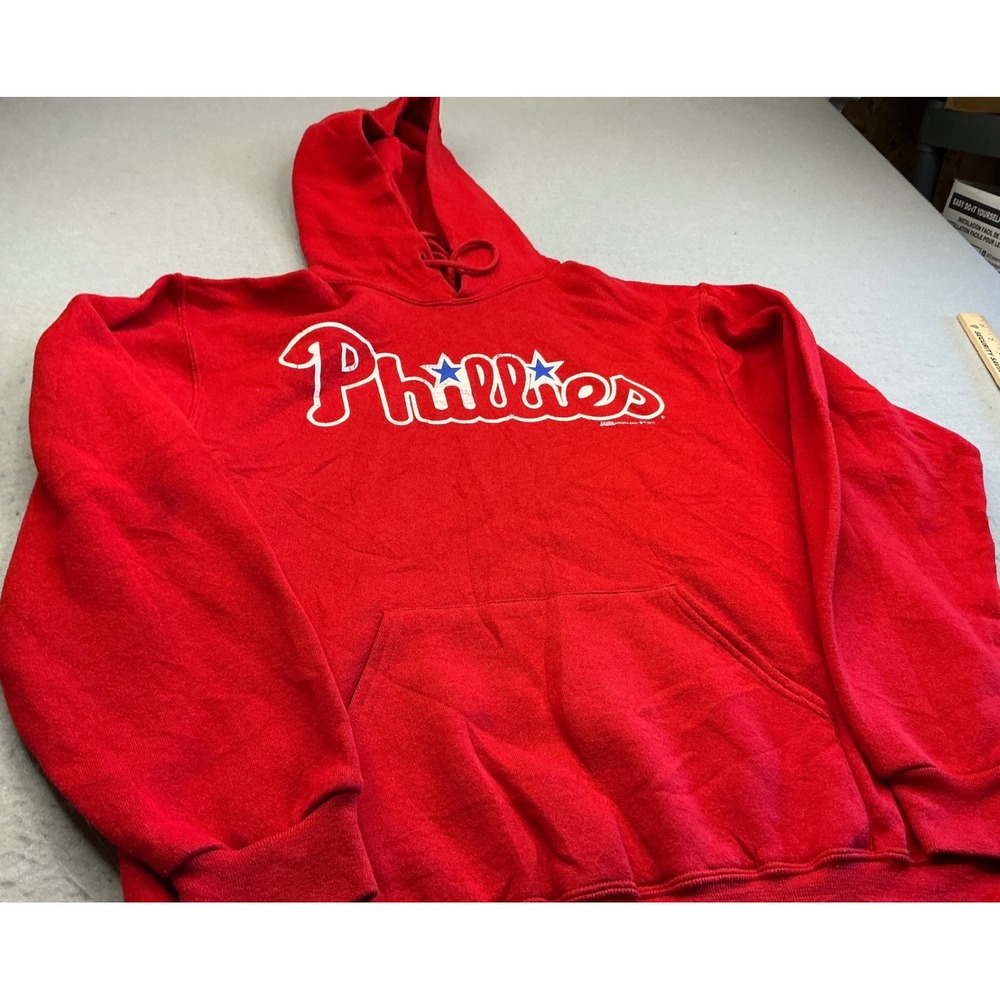 Stitches Philadelphia Phillies Hoodie MLB Red Graphic Sweatshirt Large L 2011
